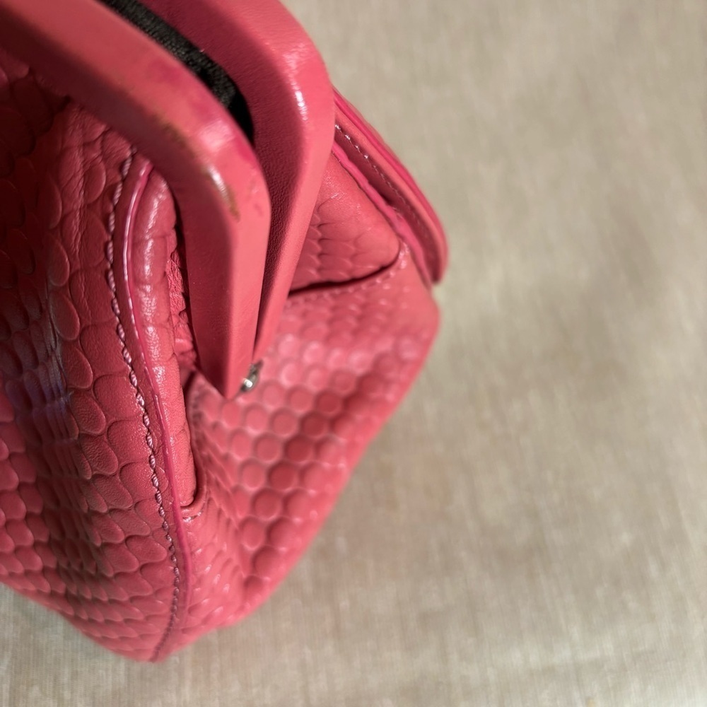 ANNA TOSANI Bubble Gum Pink Satchel Handbag with Many Pockets Main Compartment - Picture 12 of 16